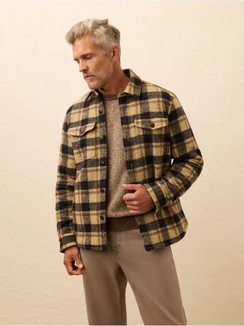NWT Faherty Men's Range Fleece Lined CPO Plaid Overshirt $298 MSRP